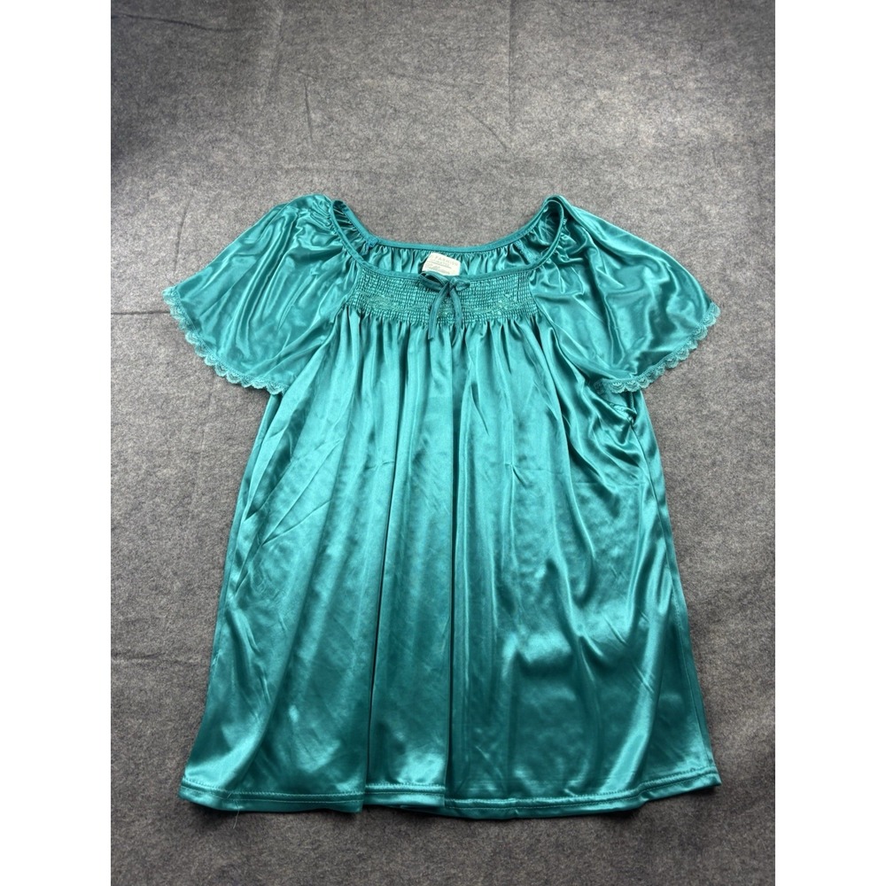 VTG Lati Fashion Intimates Nightgown Women's L Teal Lace WhimsyGoth Sexy Y2K 00s